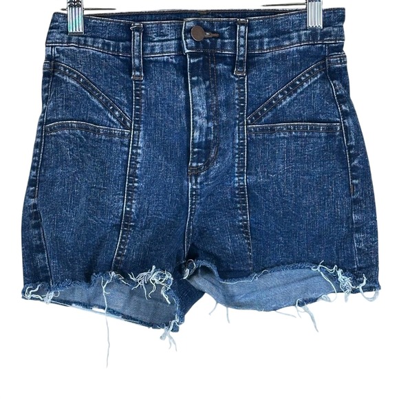 Altar'd State Western Jean Shorts Dark Wash Denim High Rise Cowgirl Rodeo Size 1 - Picture 2 of 5